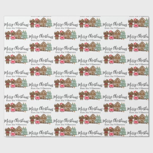 Gingerbread Mensen Vrolijk Kerstmis Custom Name Cadeaupapier (Vlak)