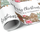 Gingerbread Mensen Vrolijk Kerstmis Custom Name Cadeaupapier (Rol Hoek)