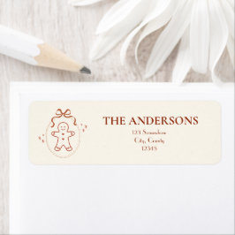 Gingerbread Merry Christmas Bow Neutraal Beige Etiket