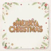 Gingerbread “Merry Christmas” Holiday Coasters Kartonnen Onderzetters (Voorkant)