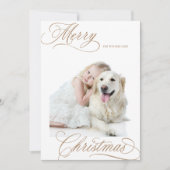 Gingerbread Merry Christmas Script Minimale foto Feestdagenkaart (Voorkant)