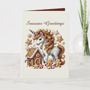 Gingerbread Merry Christmas unicorn aanpasbaar Feestdagen Kaart