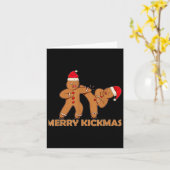 Gingerbread Merry Kickmas Funny Karate Santa Famil Kaart (Gele Bloem)