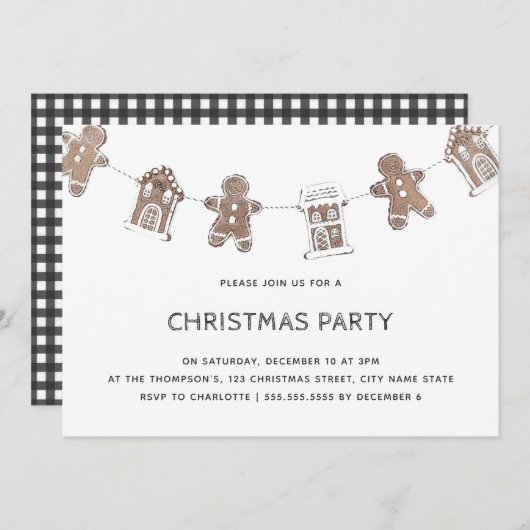 Gingerbread Modern Bold Christmas Party Holiday Kaart (Voorkant / Achterkant)