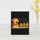 Gingerbread Monster Chase Funny Christmas Cookie X Kaart (Gele Bloem)