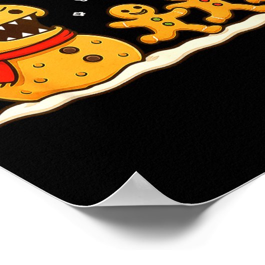 Gingerbread Monster Chase Funny Christmas Cookie X Poster (Hoek)