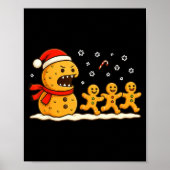 Gingerbread Monster Chase Funny Christmas Cookie X Poster (Voorkant)
