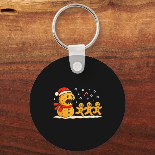 Gingerbread Monster Chase Funny Christmas Cookie X Sleutelhanger (Voorkant)
