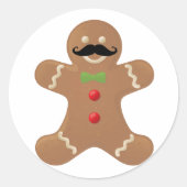 Gingerbread Mustache Man Ronde Sticker (Voorkant)