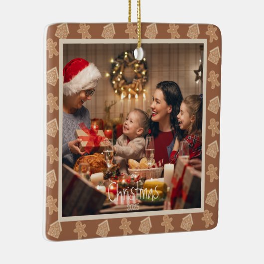 Gingerbread Neutral Christmas Foto op maat Keramisch Ornament (Rechts)