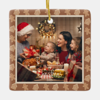 Gingerbread Neutral Christmas Foto op maat Keramisch Ornament