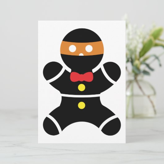 Gingerbread Ninja Feestdagenkaart (Staand voorkant)