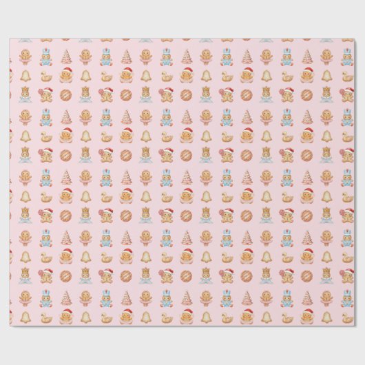 Gingerbread Nutcracker Wrapping Paper Cadeaupapier (Vlak)