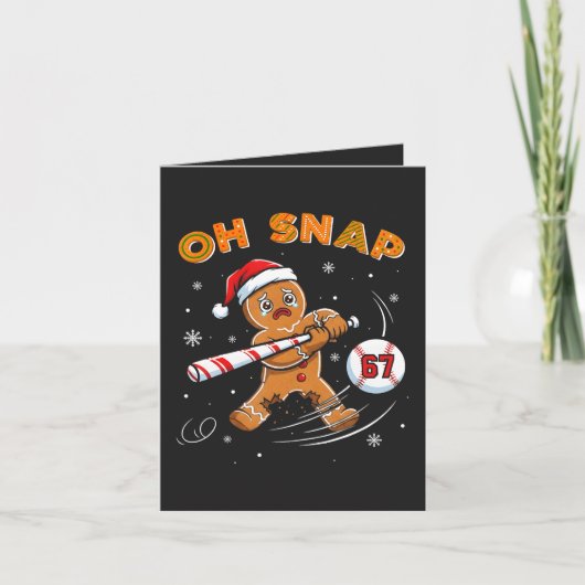 Gingerbread Oh Snap 67 Honkbal Feestdagen Kaart (Voorkant)