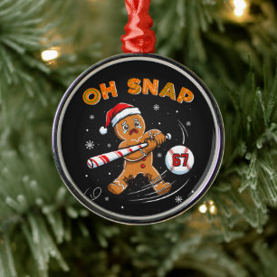 Gingerbread Oh Snap 67 Honkbal Metalen Ornament