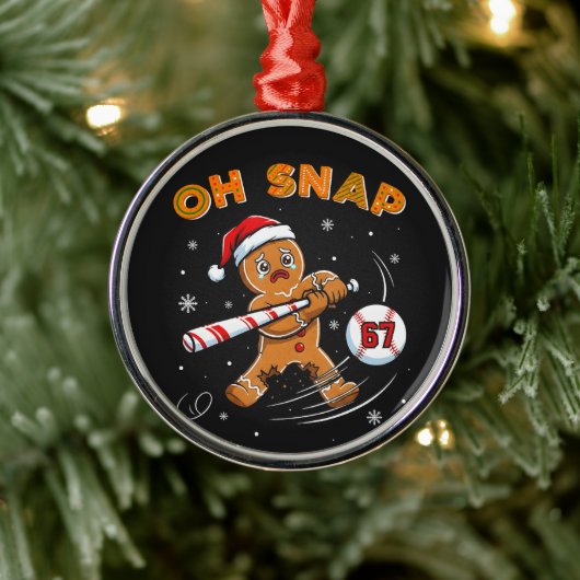 Gingerbread Oh Snap 67 Honkbal Metalen Ornament (Boom)