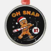 Gingerbread Oh Snap 67 Honkbal Metalen Ornament (Voorkant)