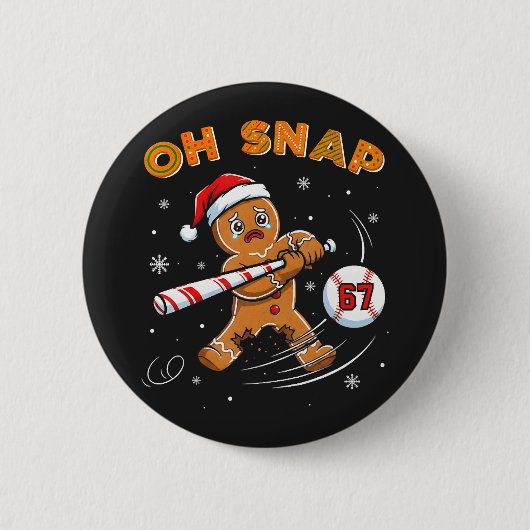 Gingerbread Oh Snap 67 Honkbal Ronde Button 5,7 Cm (Voorkant)