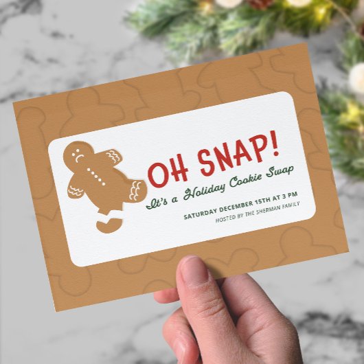 Gingerbread "Oh Snap!" Holiday Cookie Swap Briefkaart