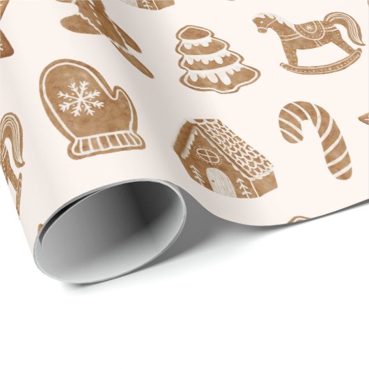Gingerbread op de roze achtergrond. cadeaupapier (Rol Hoek)