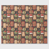 Gingerbread Ornamenten Kerst Cadeaupapier (Vlak)