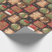 Gingerbread Ornamenten Kerst Cadeaupapier (Hoek)