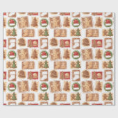 Gingerbread Ornamenten Kerst Cadeaupapier (Vlak)
