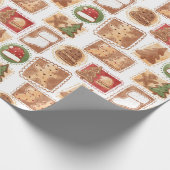 Gingerbread Ornamenten Kerst Cadeaupapier (Hoek)