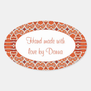 GINGERBREAD Ovaal "Met de Hand Gemaakt" Stickers