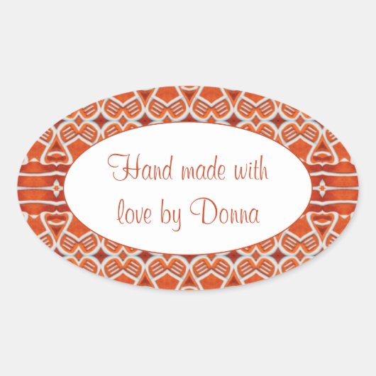GINGERBREAD Ovaal "Met de Hand Gemaakt" Stickers (Voorkant)