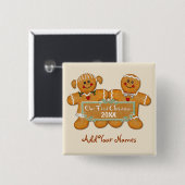 Gingerbread Paar Eerste Kerstmis Vierkante Button 5,1 Cm (Voorkant /achterkant)