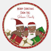 Gingerbread Paar Kerstmis Labels / Stickers (Voorkant)