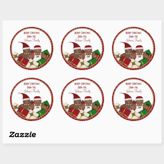 Gingerbread Paar Kerstmis Labels / Stickers (Vel)