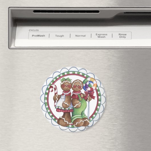 Gingerbread Paar Lollipop Candy Cane Magnet (Insitu (Vaatwasser))