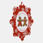 Gingerbread Paar Ornament Kerstmis Kaart (Rechts)