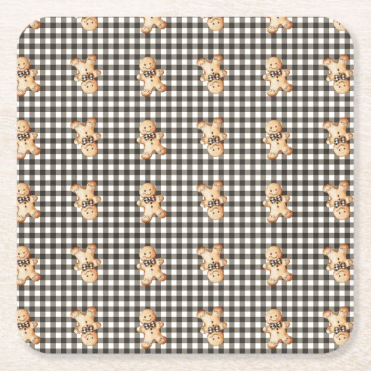 Gingerbread Parade On Gingham! Kartonnen Onderzetters (Voorkant)