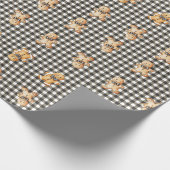 Gingerbread Parade Op Gingham! Cadeaupapier (Hoek)