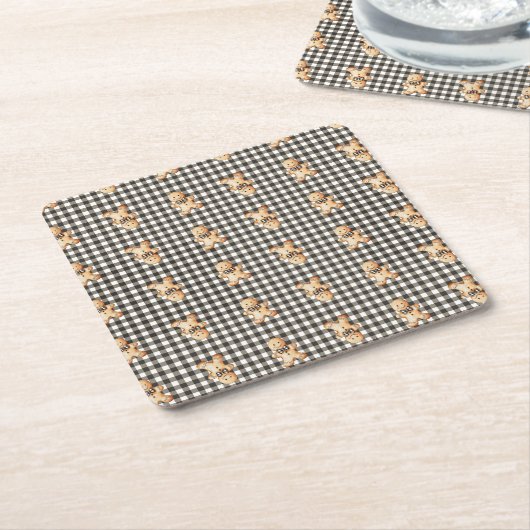 Gingerbread Parade Op Gingham! Kartonnen Onderzetters (Schuin)
