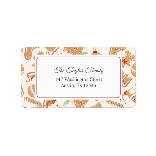 Gingerbread Patroon Xmas Vakantie Retouradres Etiket (Voorkant)