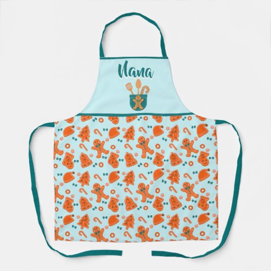 Gingerbread Pattern Grandma Gift Turquoise Schort (Voorkant)