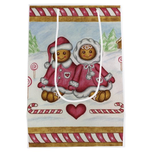 Gingerbread pepermunt geschenkzak medium cadeauzakje (Achterkant)