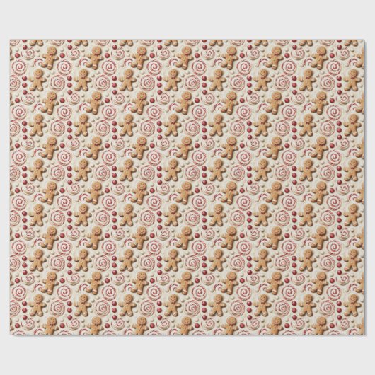 Gingerbread & Peppermint Candy Pattern Cadeaupapier (Vlak)