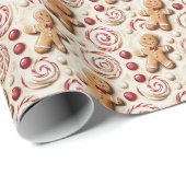 Gingerbread & Peppermint Candy Pattern Cadeaupapier (Rol Hoek)