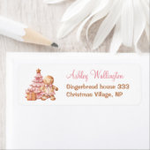 Gingerbread Pink Christmas Baby shower Adres Etiket (Insitu)