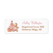 Gingerbread Pink Christmas Baby shower Adres Etiket (Voorkant)