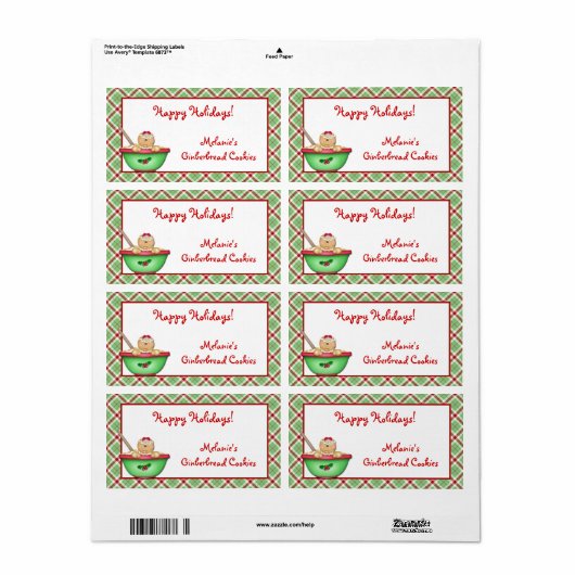 Gingerbread Plaid Etiket (Full Sheet)