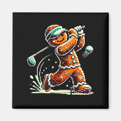Gingerbread Playing Golf Ball Christmas Golf Lover Magneet (Voorkant)