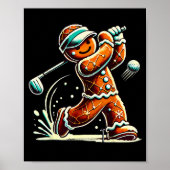 Gingerbread Playing Golf Ball Christmas Golf Lover Poster (Voorkant)