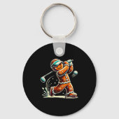 Gingerbread Playing Golf Ball Christmas Golf Lover Sleutelhanger (Voorkant)