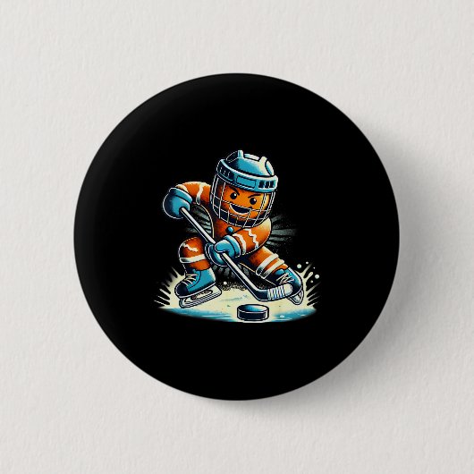 Gingerbread Playing Ice Hockey Lovers Boys Girls C Ronde Button 5,7 Cm (Voorkant)